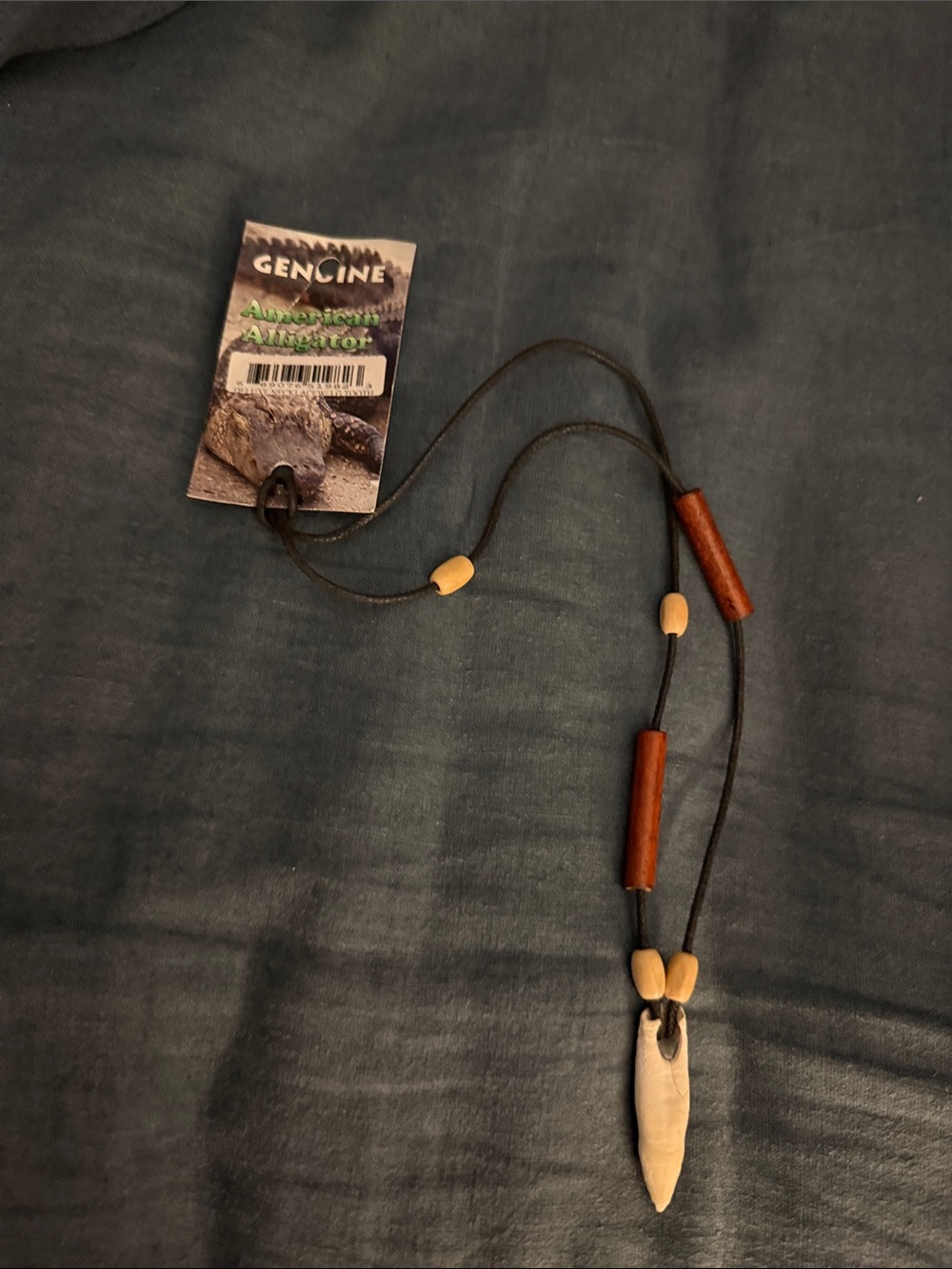 Kids Brown and Ivory Cord Necklace with Bone-Style Pendant